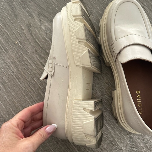 ALOHAS- WHITE CREAM LEATHER CHUNKY LOAFERS - 38 
Beige - Picture 6 of 8